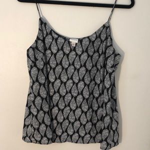Black and white leaf cami